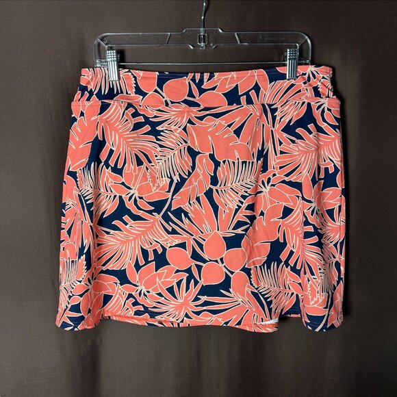 Lands' End Women's 8 Swim Skirt Swim Bottoms Control Wood Lily/Navy Palm Foliage - Picture 1 of 9